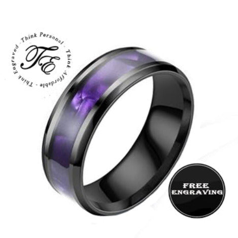 Custom Engraved Men's Wedding Ring Chorite Purple - Handwriting Ring