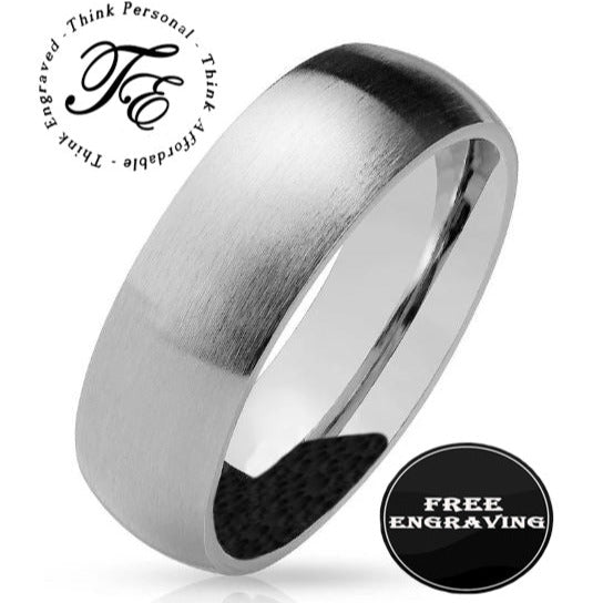 Men's Custom Engraved Silver Wedding Band - Personalized Silver Wedding Ring For Guys