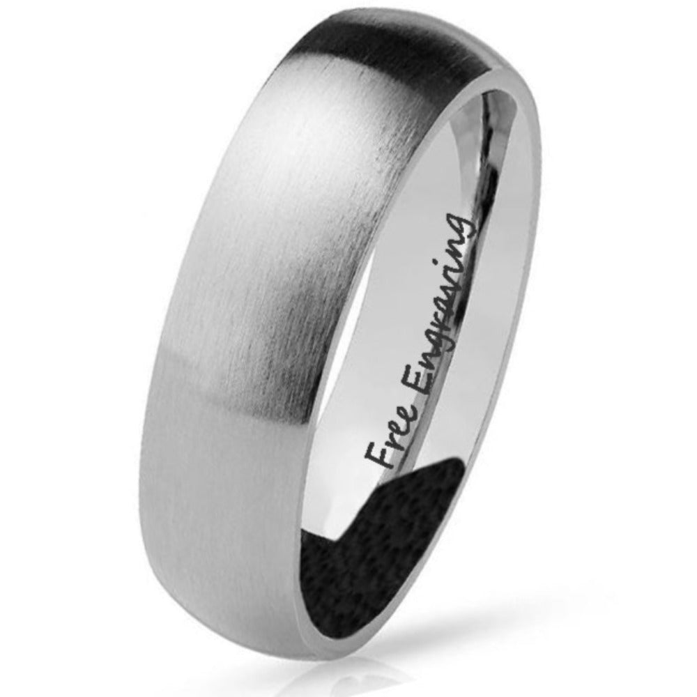 Men's Custom Engraved Silver Wedding Band - Personalized Silver Wedding Ring For Guys