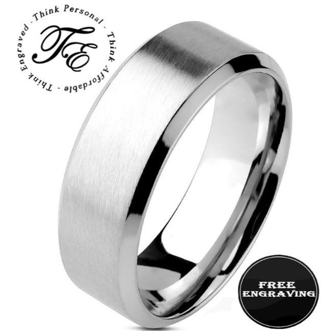 Engraved Men's Silver Wedding Band - Engraved Silver Wedding Ring
