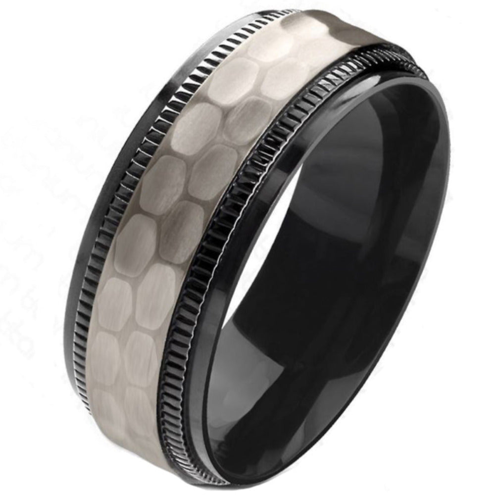 Personalized Men's Hammered Titanium Wedding Ring - Wedding Ring For Guys