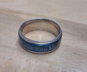 Custom Engraved Man's Blue Wedding Ring - Personalized wedding Ring For Guys