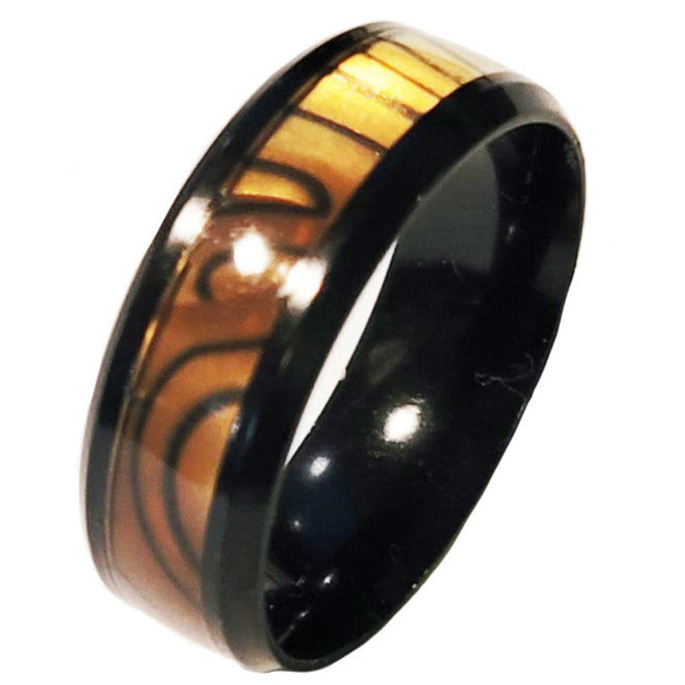 Custom Engraved Men's Tiger's Eye Opal Promise Ring - Guy's Handwriting Promise Ring