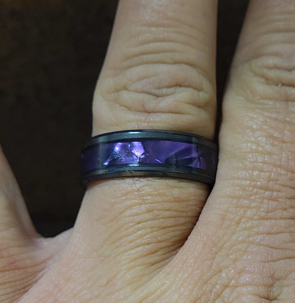 Custom Engraved Men's Wedding Ring Chorite Purple - Handwriting Ring