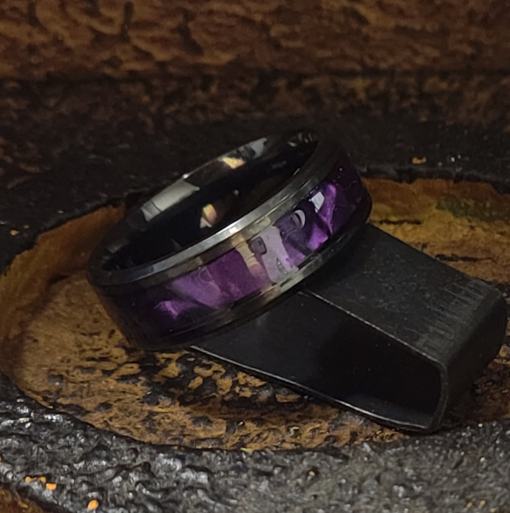 Custom Engraved Men's Wedding Ring Chorite Purple - Handwriting Ring