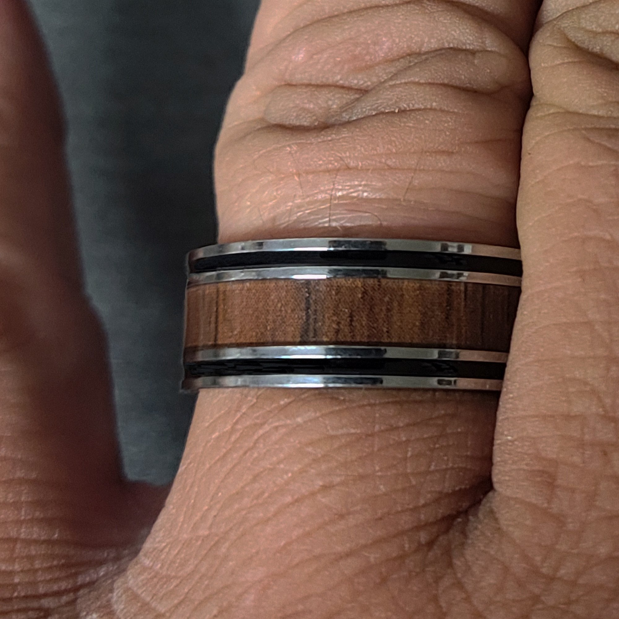 Custom Engraved Men's Wood Wedding Ring - Personalized Promise Ring For Him