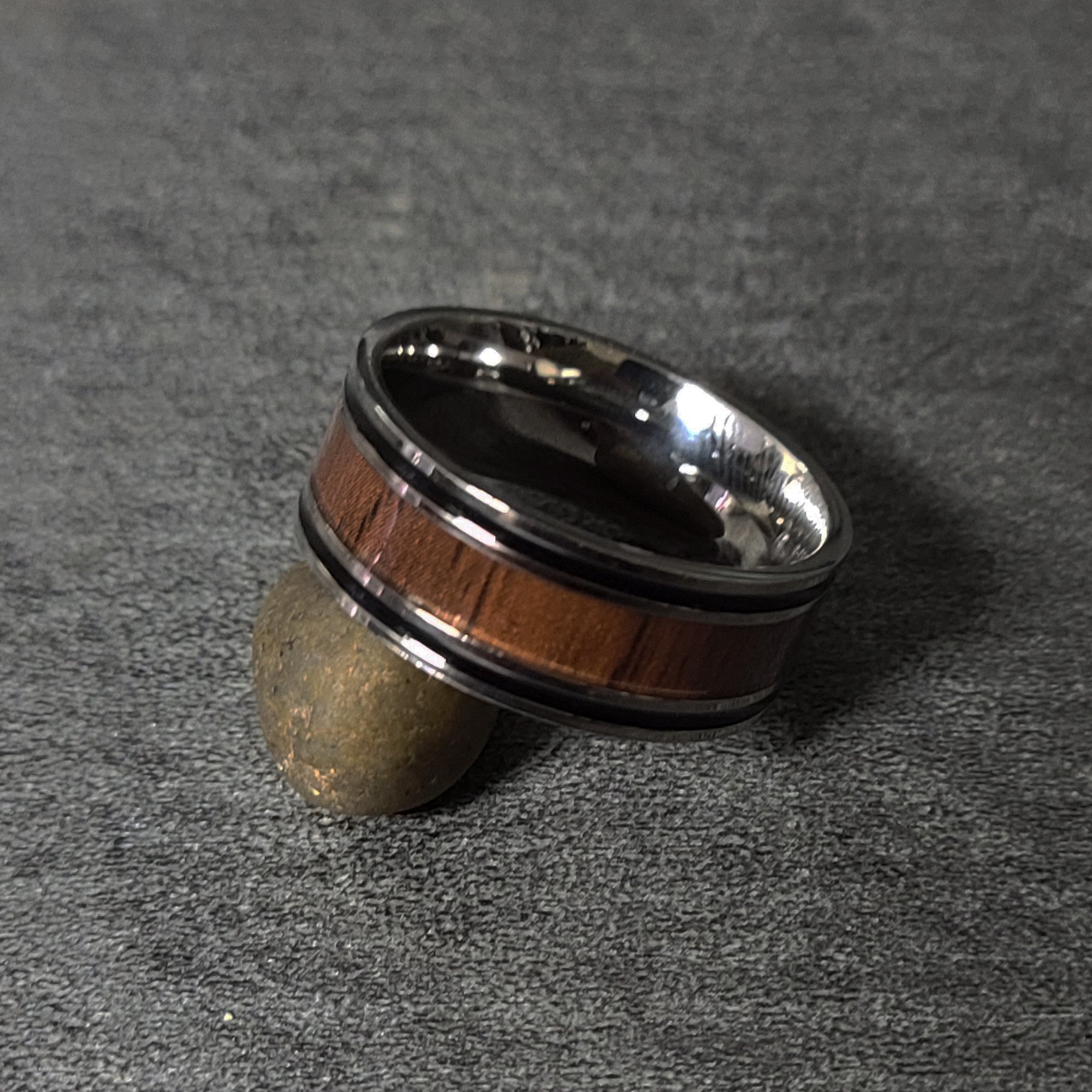 Custom Engraved Men's Wood Wedding Ring - Personalized Promise Ring For Him