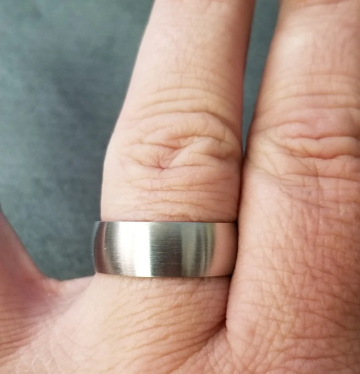 Men's Custom Engraved Silver Wedding Band - Personalized Silver Wedding Ring For Guys