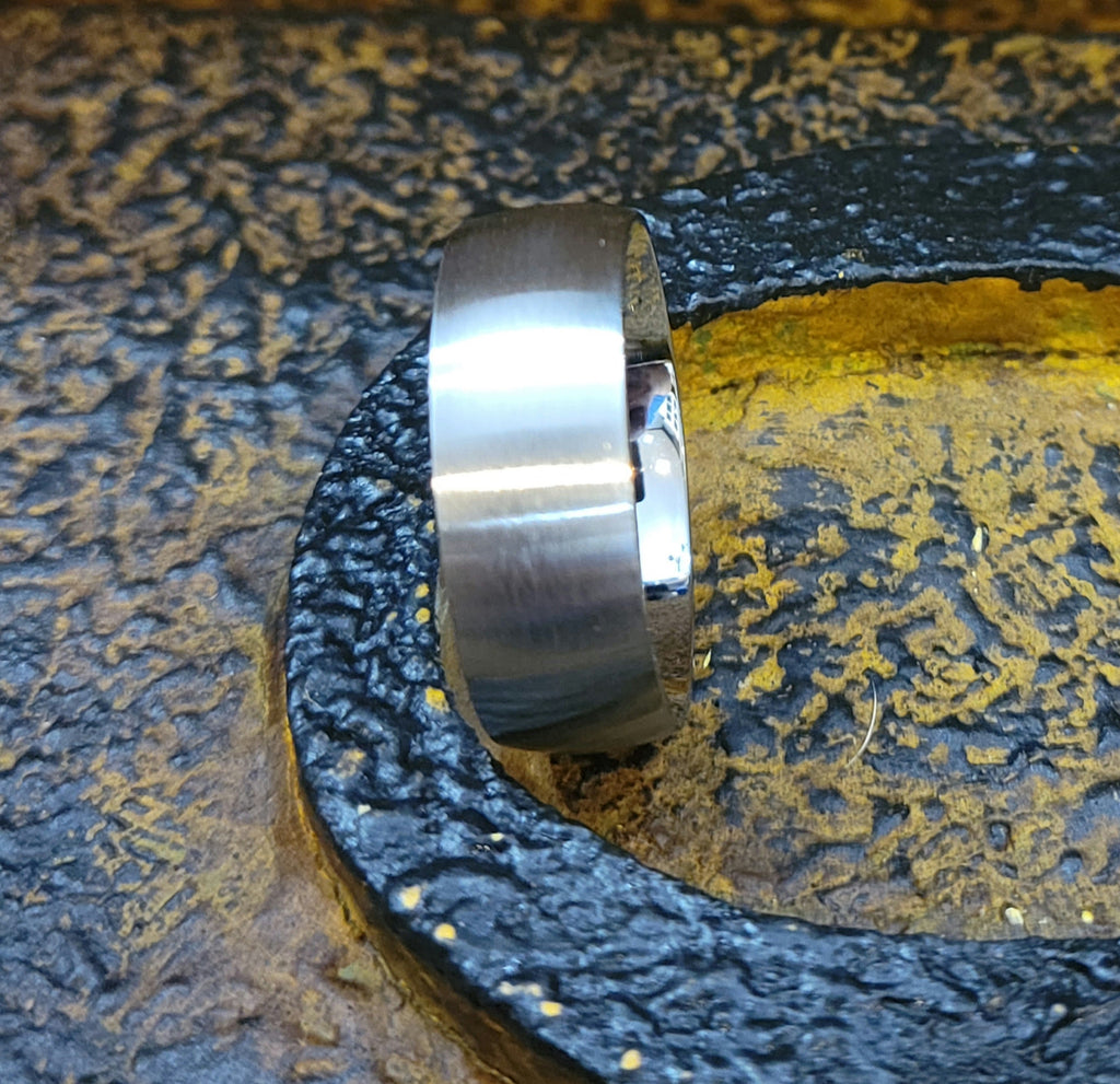 Men's Custom Engraved Silver Wedding Band - Personalized Silver Wedding Ring For Guys