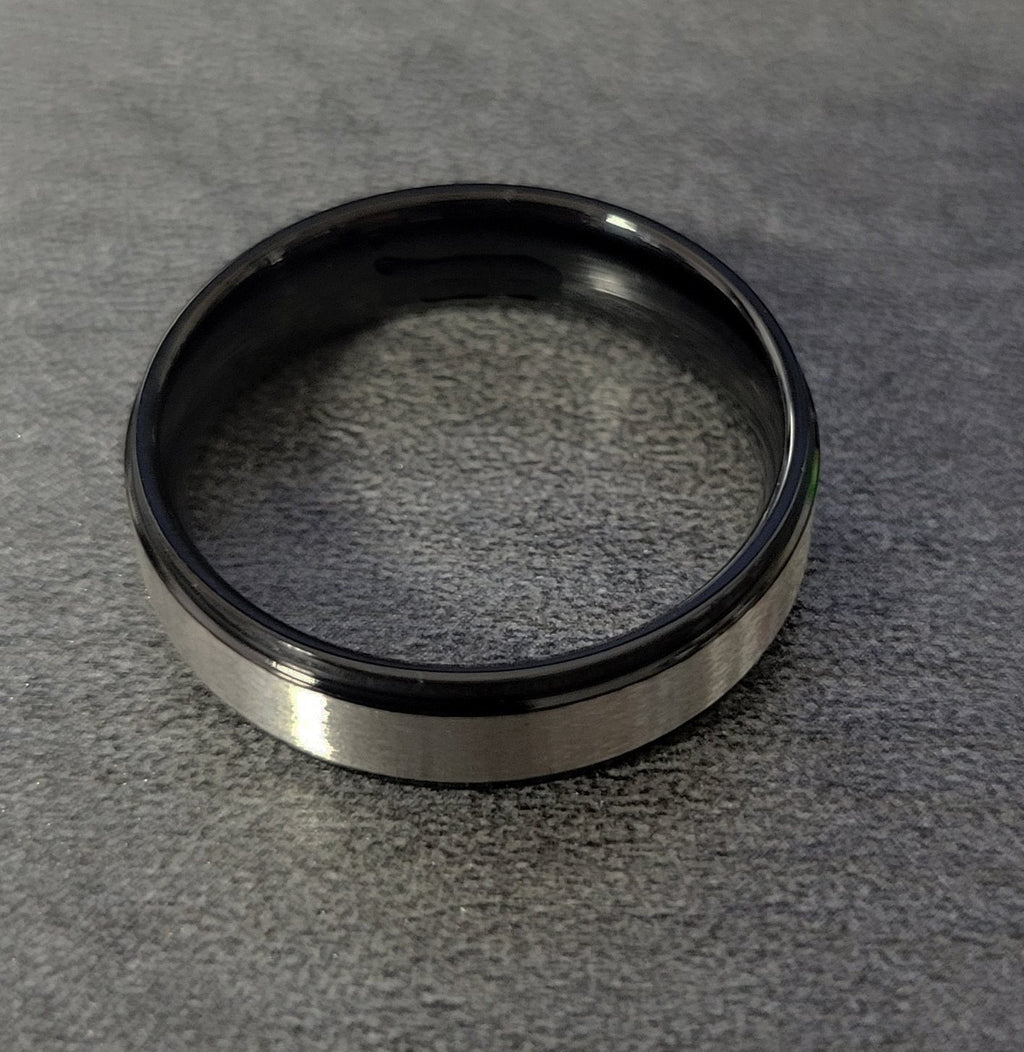 Personalized Men's Brushed Steel Wedding Ring - Engraved Handwriting Wedding Ring