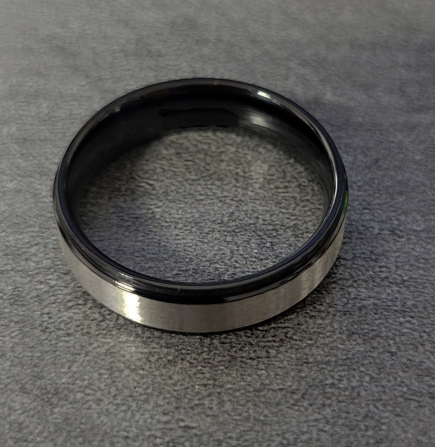 Personalized Men's Brushed Steel Wedding Ring - Engraved Handwriting Wedding Ring