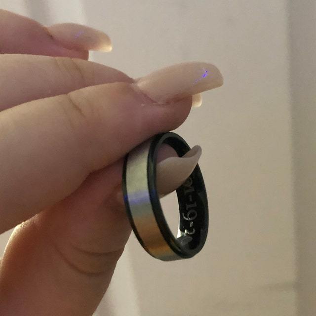 Personalized Men's Brushed Steel Wedding Ring - Engraved Handwriting Wedding Ring