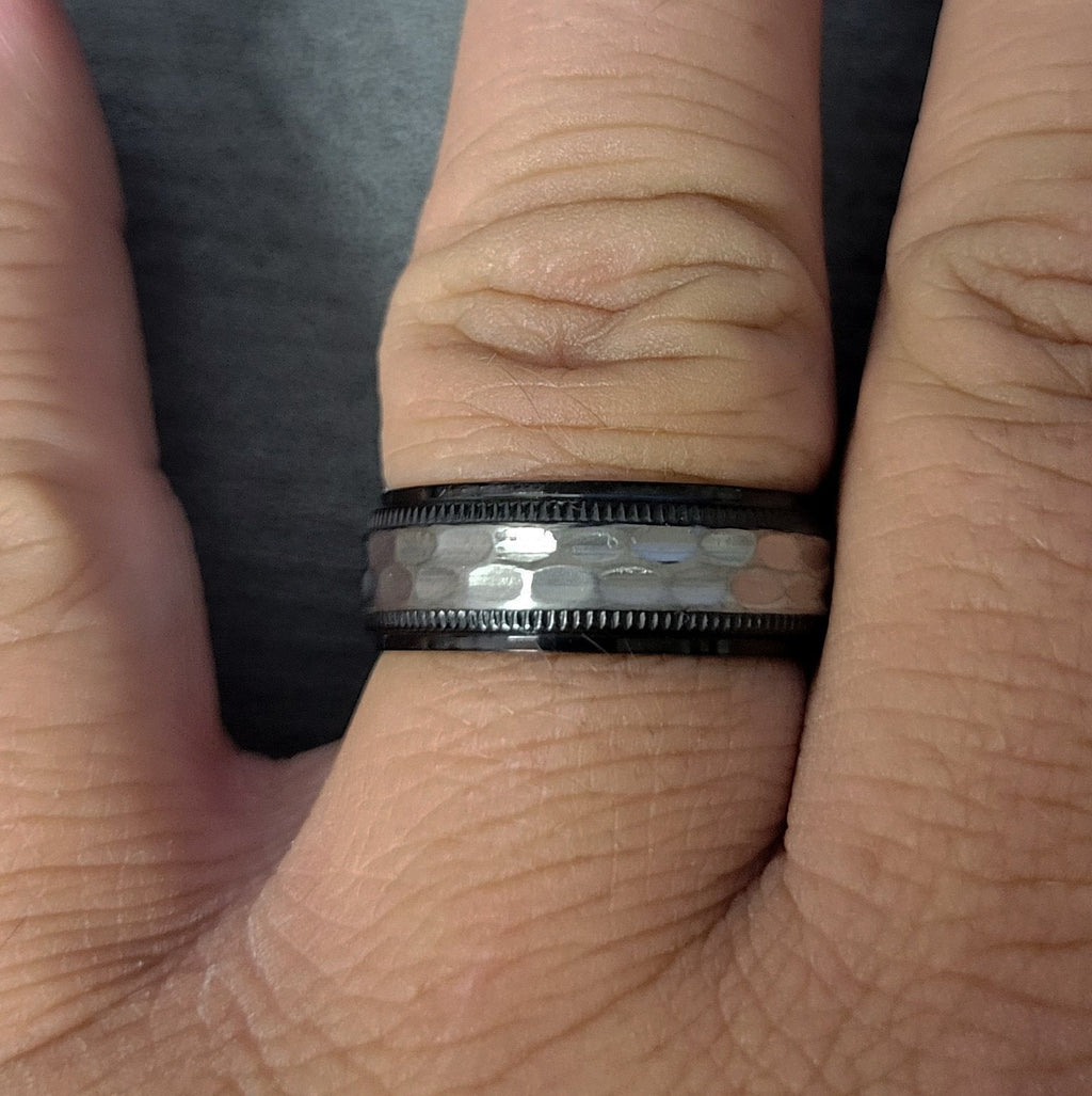 Personalized Men's Hammered Titanium Wedding Ring - Wedding Ring For Guys
