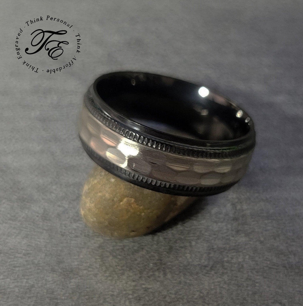 Personalized Men's Hammered Titanium Wedding Ring - Wedding Ring For Guys