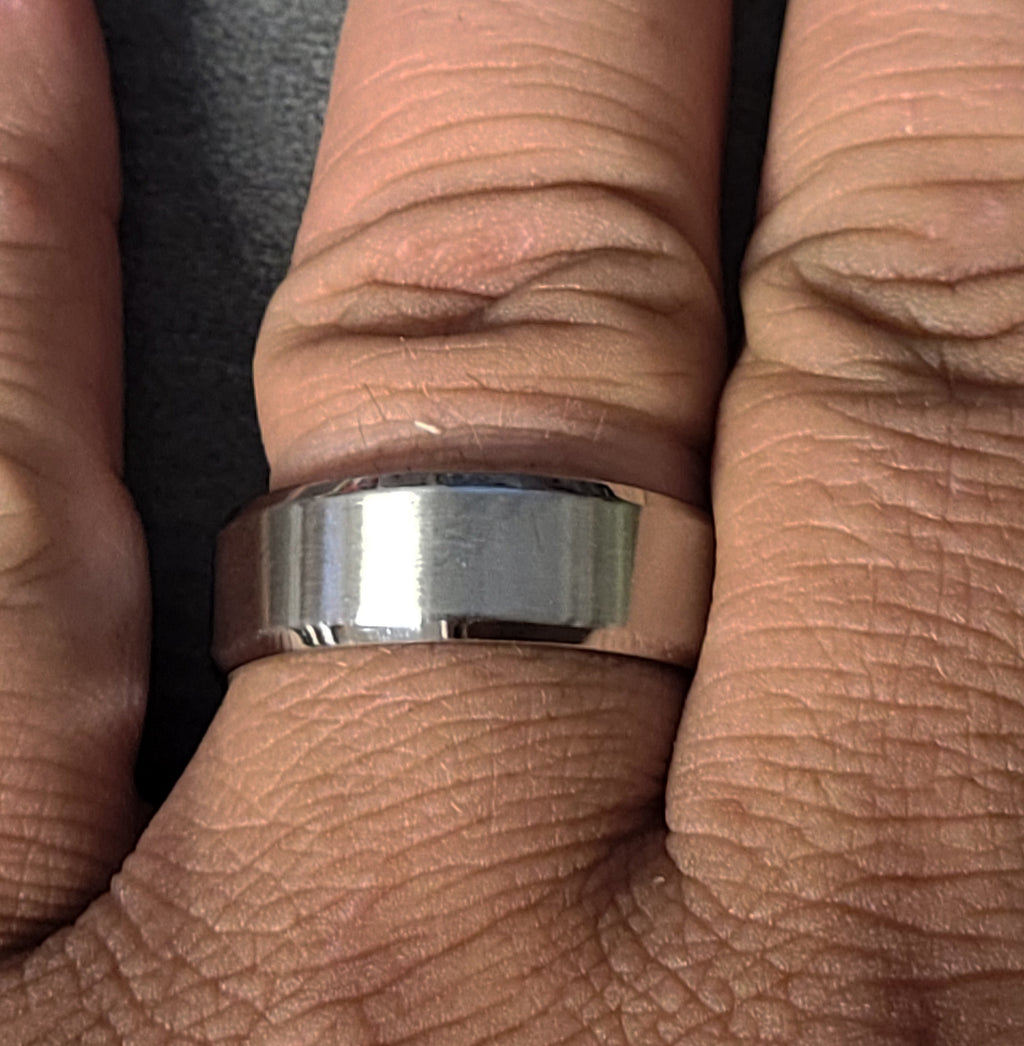 Engraved Men's Silver Wedding Band - Engraved Silver Wedding Ring