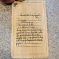 Engraved Handwriting Recipe Cutting Board with Wall Hanging Notch and Juice Groove