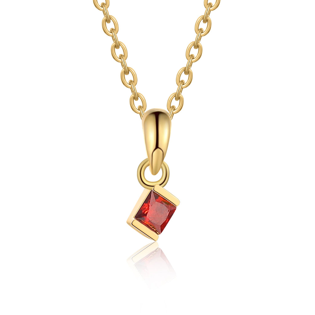 1 Birthstone Elegant Square Stone Mother's Necklace
