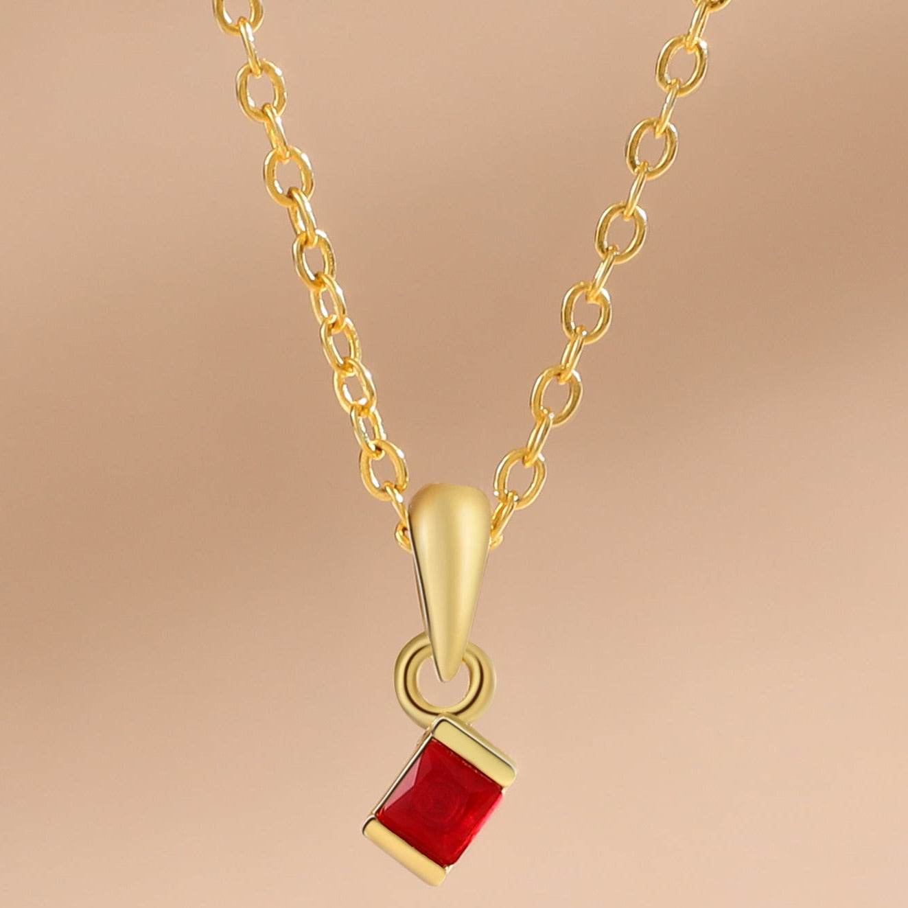1 Birthstone Elegant Square Stone Mother's Necklace