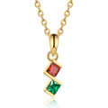 2 Birthstone Elegant Square Stone Mother's Necklace
