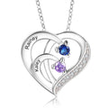 2 Birthstone Heart Name Necklace - Birthstone Heart Mother's Necklace