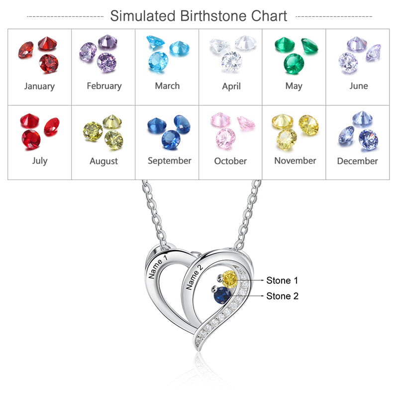 Custom 2 Stone Mother's Necklace 2 Engraved Names Sterling Silver