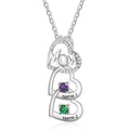 Engraved 2 Birthstone Mom's Heart Necklace: Name Necklace