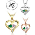 Personalized 2 Birthstone Mothers Necklace Joined Hearts 2 Names