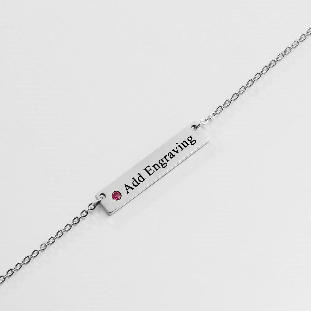 Personalized Birthstone Name Necklace 1 Stone 1 Engraved Name