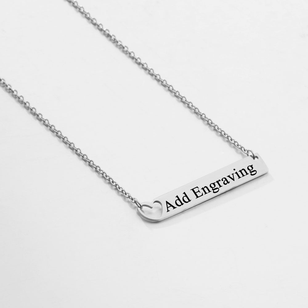Personalized Engraved Bar Name Necklace - Heart Cut Out