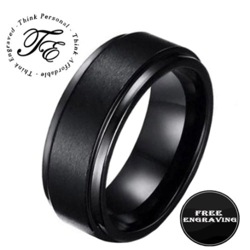 Personalized Men's Matte Black Promise Ring
