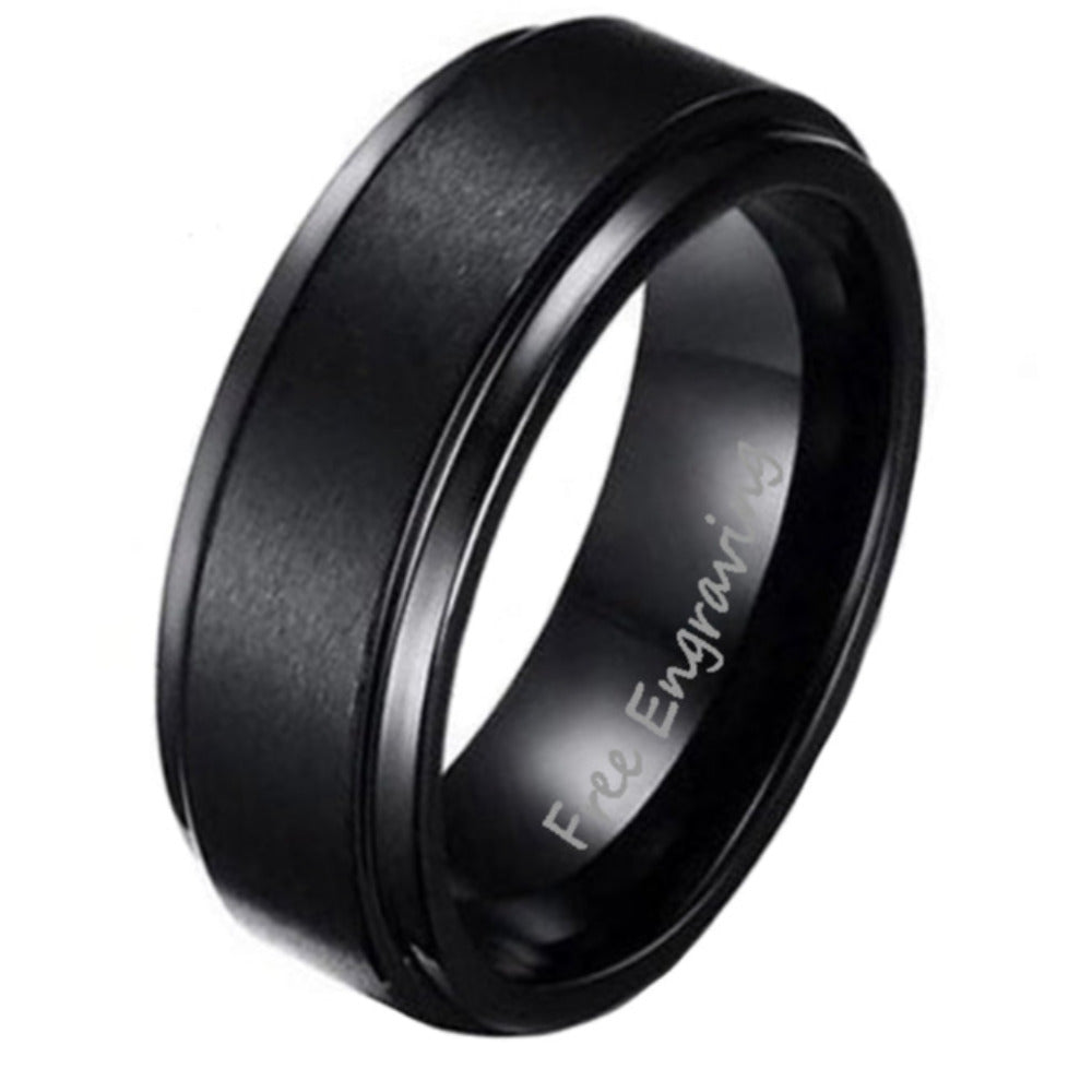 Personalized Men's Matte Black Promise Ring