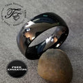 Engraved Men's Black Promise Ring - Engraved Men's Ring Handwriting Ring