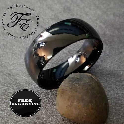 Engraved Men's Black Promise Ring - Engraved Men's Ring Handwriting Ring