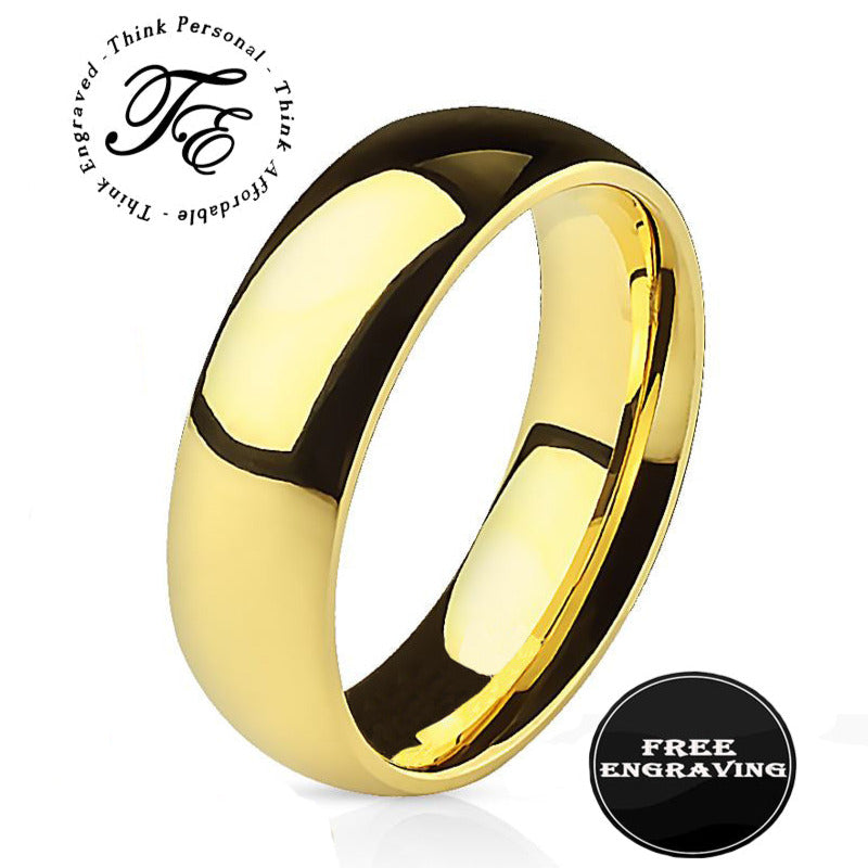 Engraved Men's Gold Wedding Ring - Engraved Men's Ring Handwriting Ring