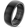 Personalized Men's Promise Ring - Side Wire Cable Inlay Stainless Steel