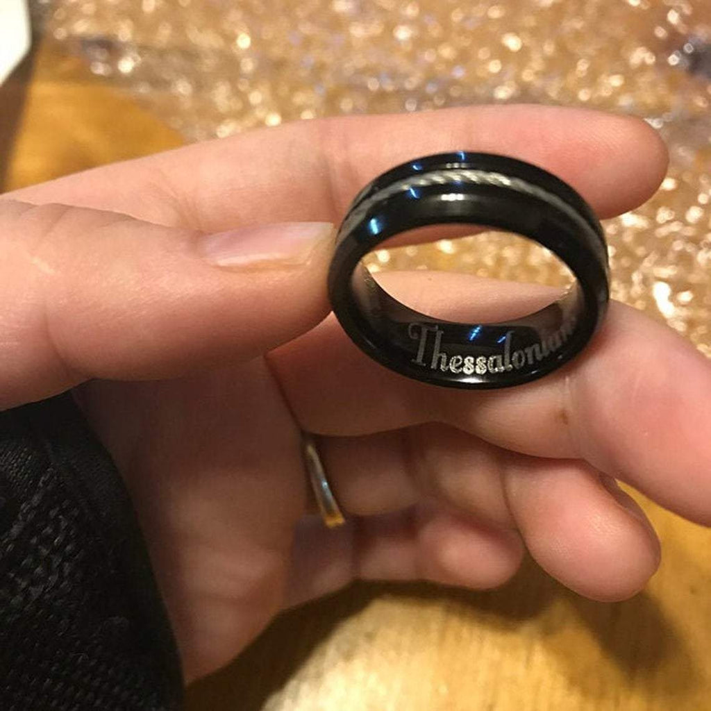 Personalized Wire Cable Promise Ring For Men - Handwriting Ring