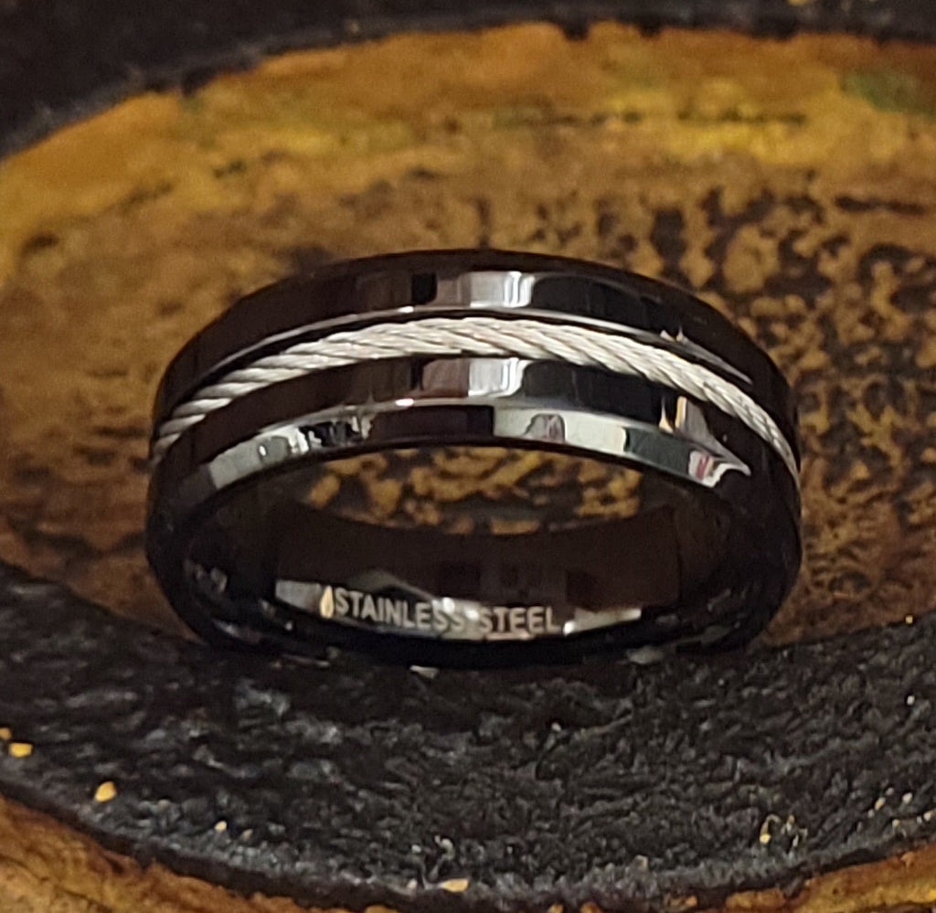Personalized Wire Cable Promise Ring For Men - Handwriting Ring