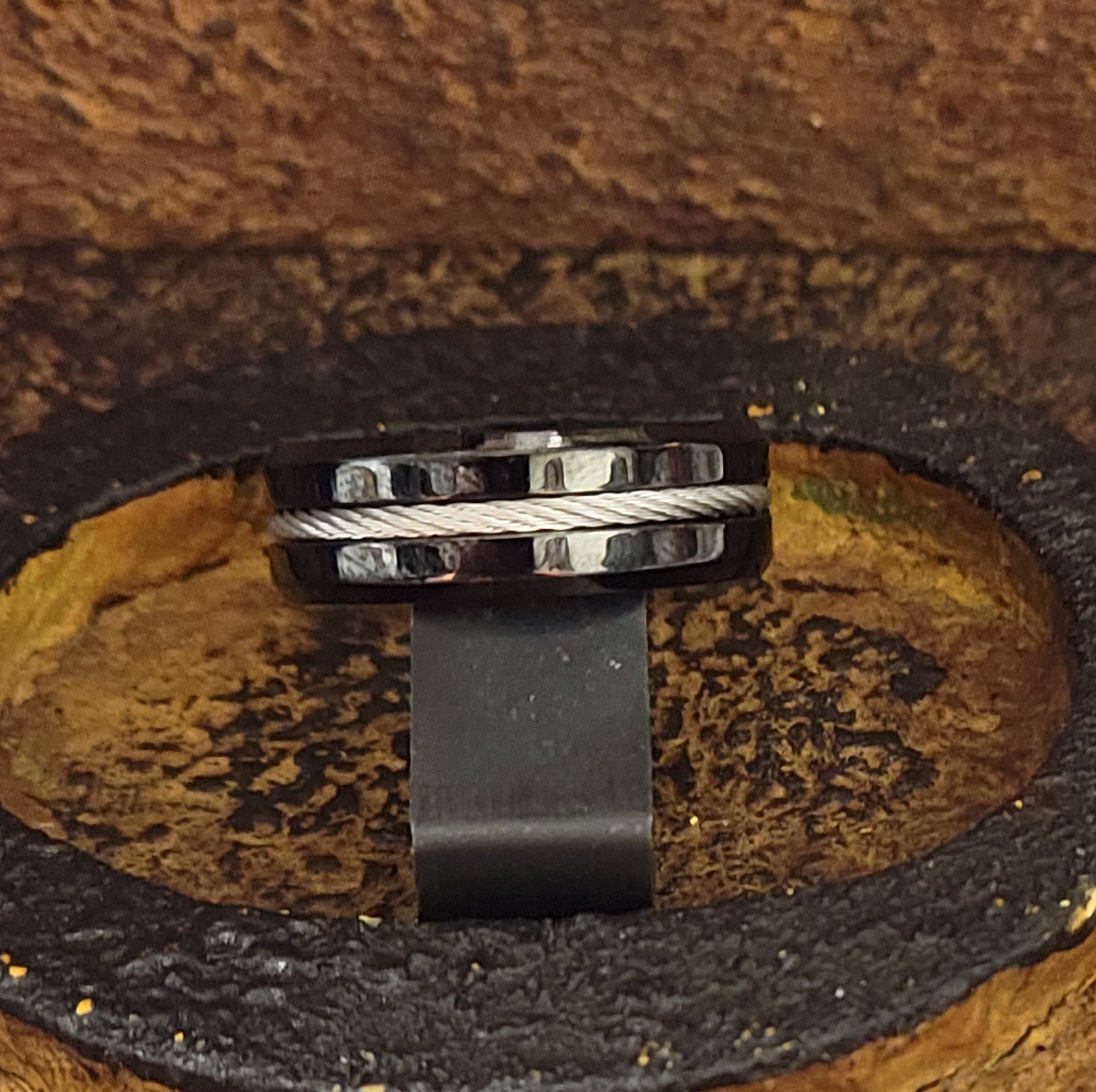 Personalized Wire Cable Promise Ring For Men - Handwriting Ring