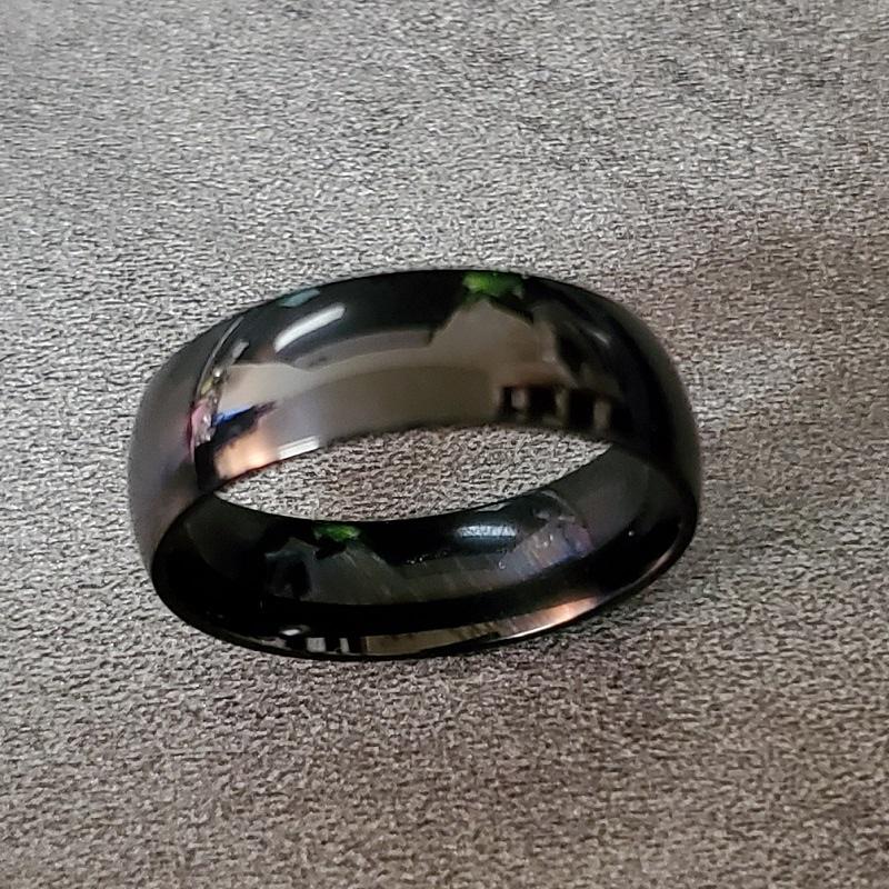 Engraved Men's Black Promise Ring - Engraved Men's Ring Handwriting Ring