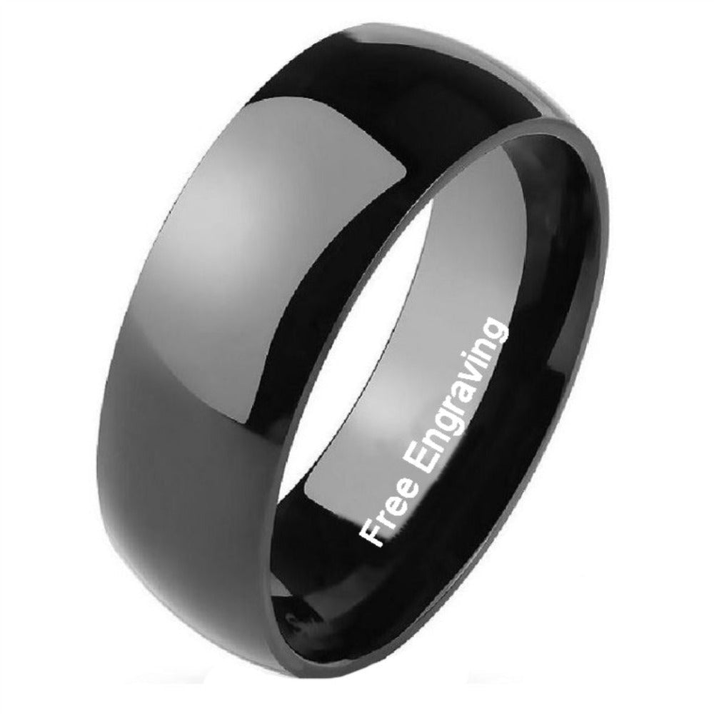 Engraved Men's Black Promise Ring - Engraved Men's Ring Handwriting Ring
