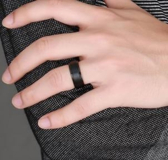 Personalized Men's Matte Black Promise Ring