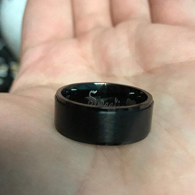 Personalized Men's Matte Black Promise Ring