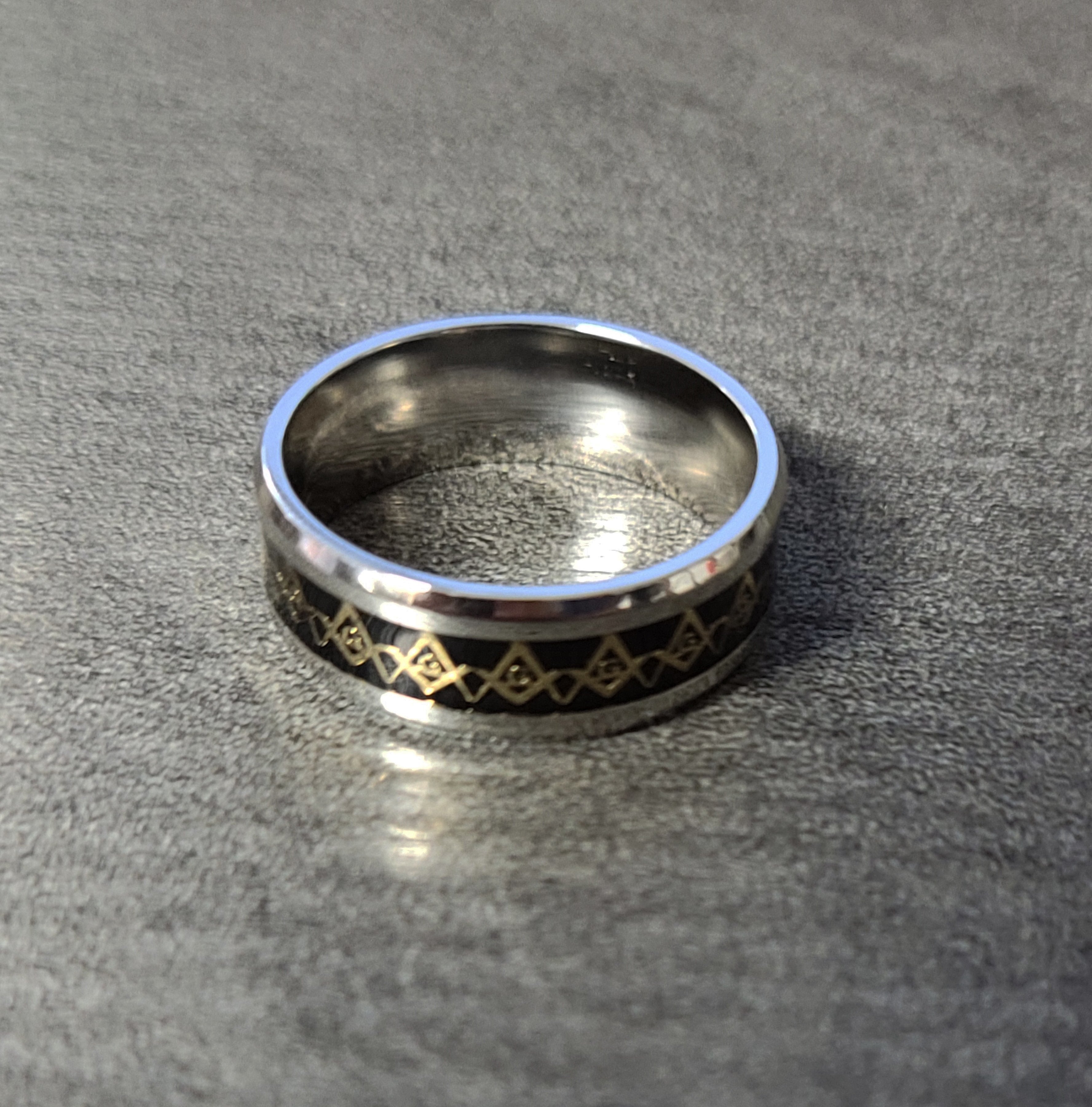 Personalized Black Gold Masonic Compass Ring Engraved Mason Ring
