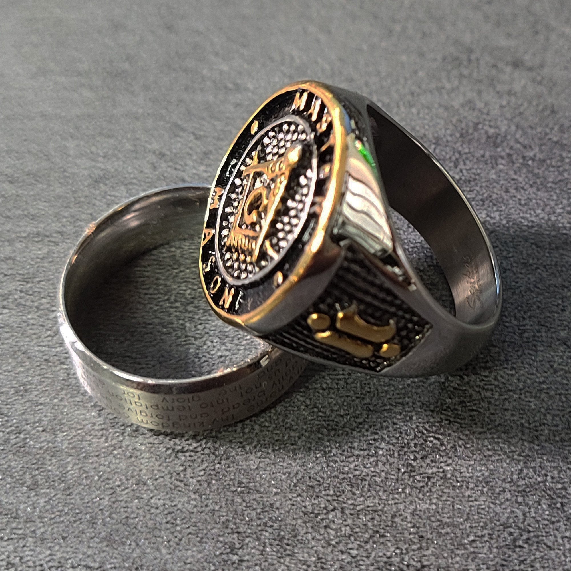 Personalized Ornate Master Mason Ring Engraved Free Mason Ring