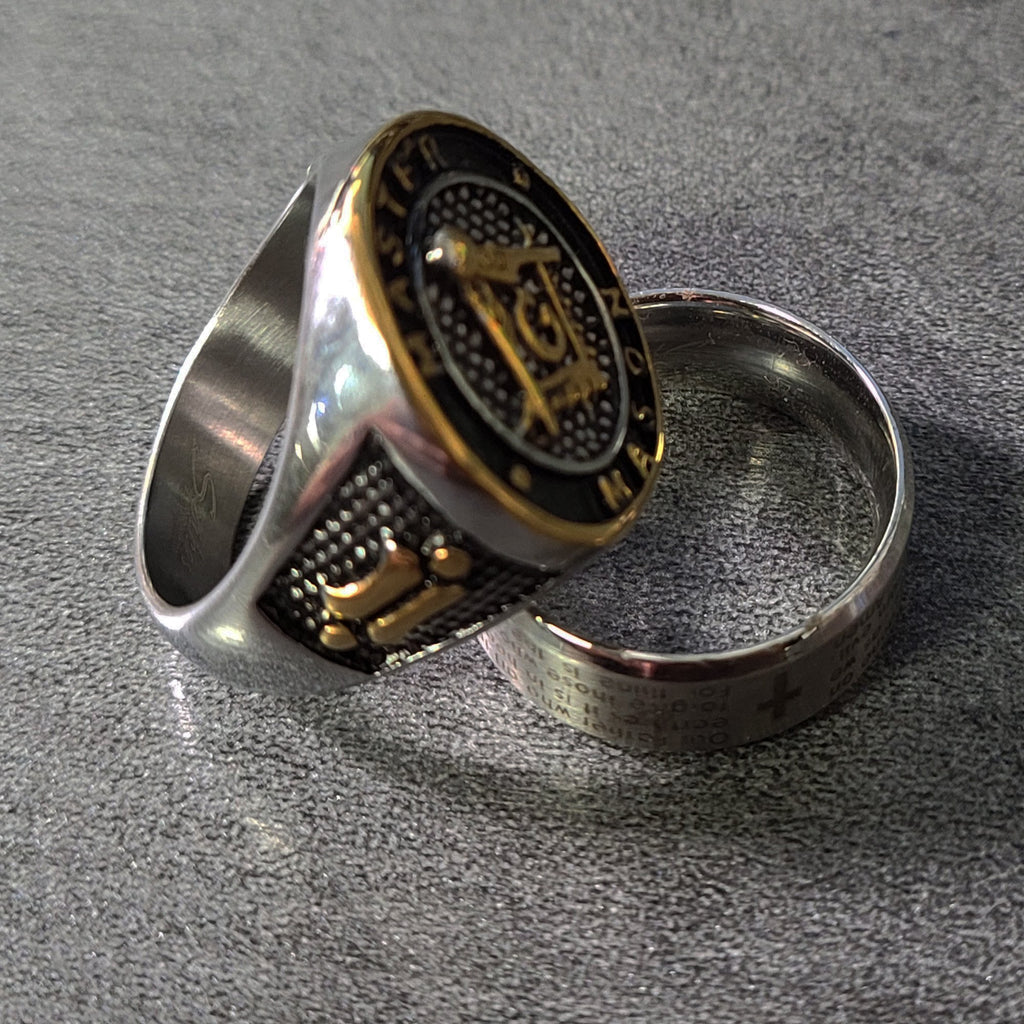 Personalized Ornate Master Mason Ring Engraved Free Mason Ring