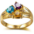 Personalized Gold Mother's Ring 3 Birthstones Three Loves 3 Names