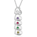 4 Mom's Hearts Mother's Necklace 4 Birthstones 4 Engraved Names