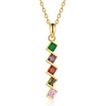 5 Birthstone Elegant Square Stone Mother's Necklace