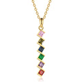 6 Birthstone Elegant Square Stone Mother's Necklace