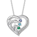 3 Birthstone Heart Name Necklace - Birthstone Heart Mother's Necklace